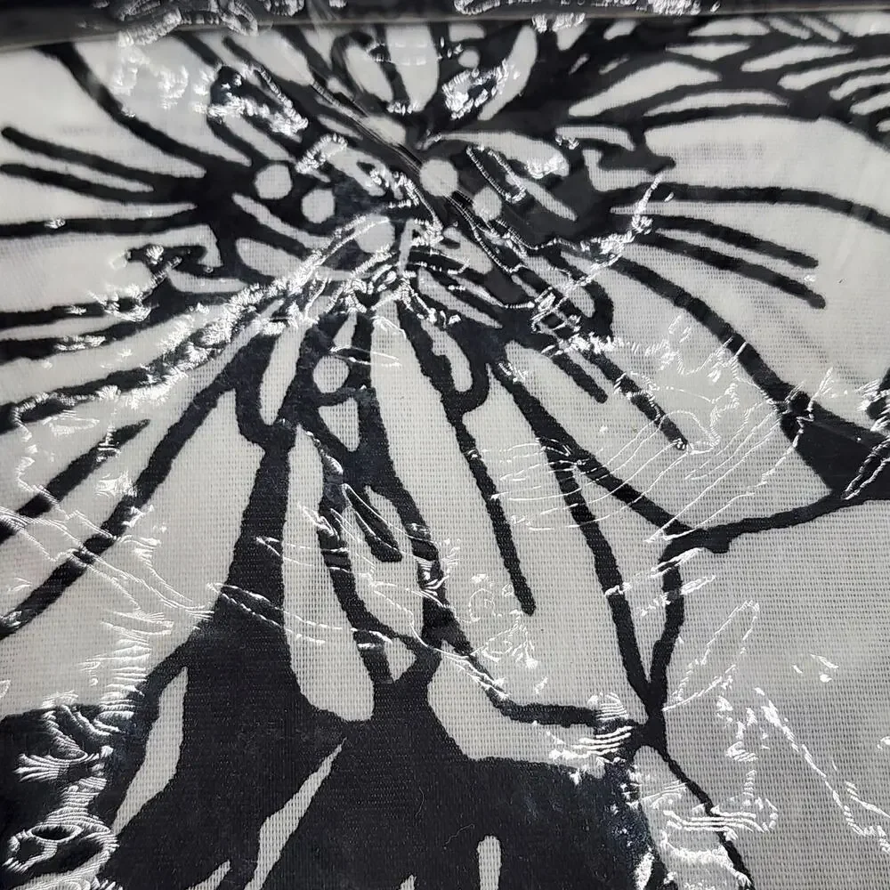 VTG Martex Catalina Black White Floral Rod Pocket Drapes Curtains 84x84 Tiebacks